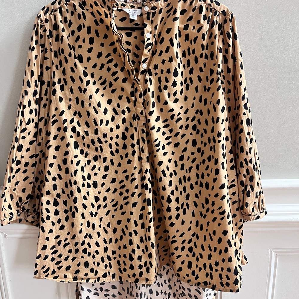 🤎 Crown & Ivy Animal Print Blouse | Size XL